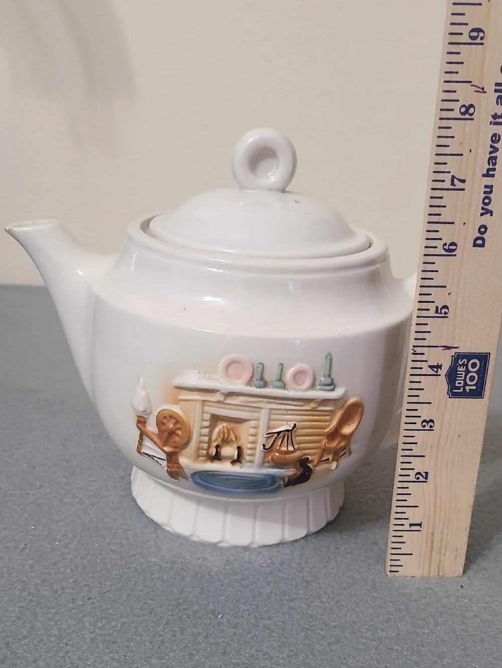 Vintage‎ Porcelier Hearth Scene Teapot - Hand Painted